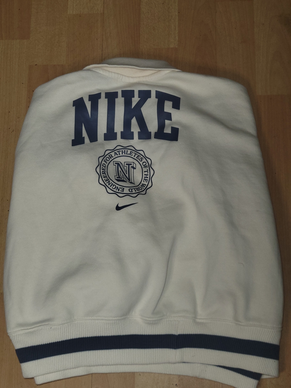 Nike Cream Quarter-Zip Sweatshirt with Navy Accents - Picture 2 of 4